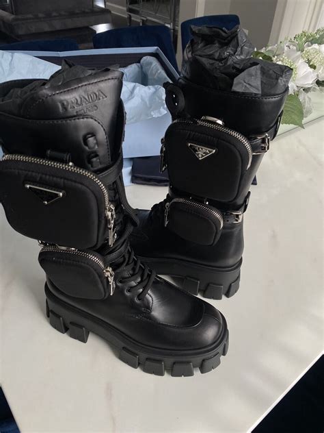 prada womens snow boots|Prada combat boots with pouches.